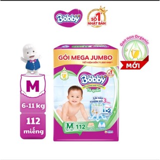 Tã quần bobby mega jumbo m112/l96/xl84/xxl76 gạo non organic