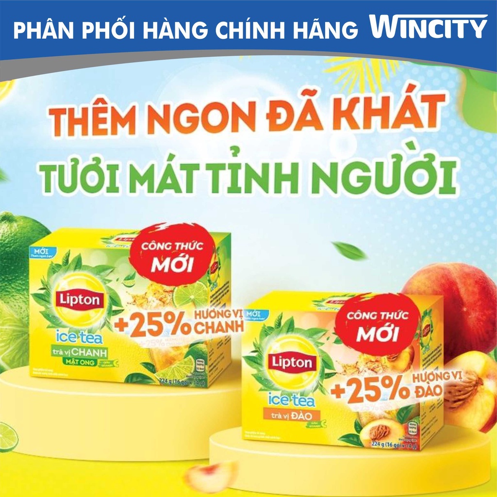 Trà Lipton IceTea hòa tan vị Chanh/ Đào/ Xoài  (Hộp 16 gói X 14 g)