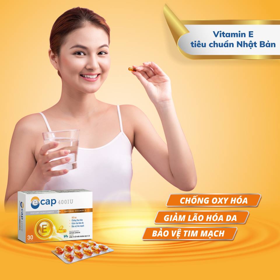 Vitamin E Cap 400IU chính hãng. Làm đẹp da sáng mịn màng chống lão hóa