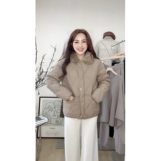 Áo khoác phao trám cổ lông dáng ngắn chalin ak-9810