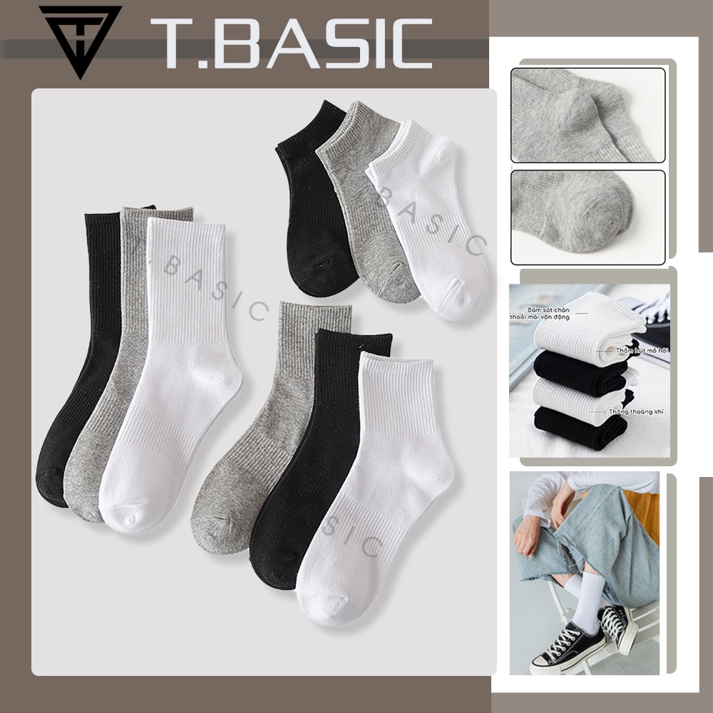 Tất nam -Tất nữ cổ cao, cổ ngắn, cổ trung unisex co giãn bốn chiều kiểu dáng trơn phong cách hiện đại