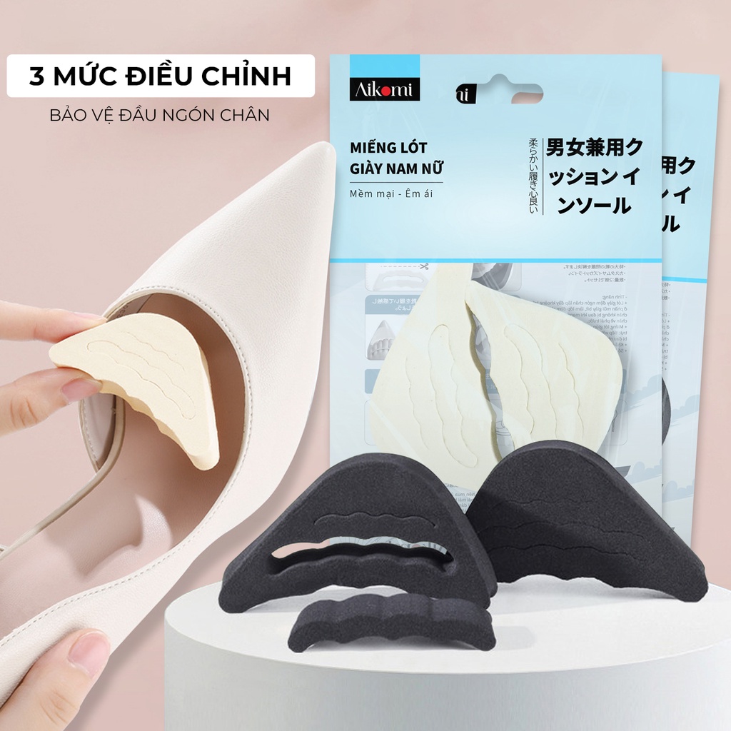 Cặp lót mũi giày cao su non êm ái, chống rộng, chống đau mũi bàn chân nam nữ Aikomi AIL04
