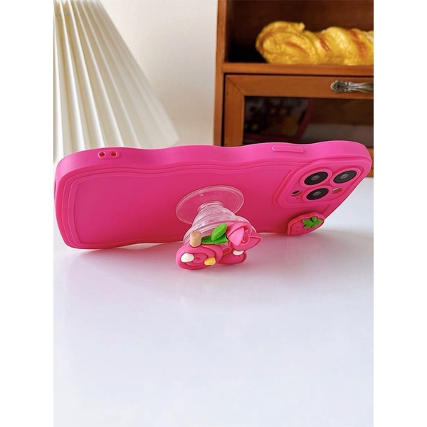 Ốp lưng ip pro camera gợn sóng hồng neon kèm pop 4 hoạ tiết hồng neon dành cho ip