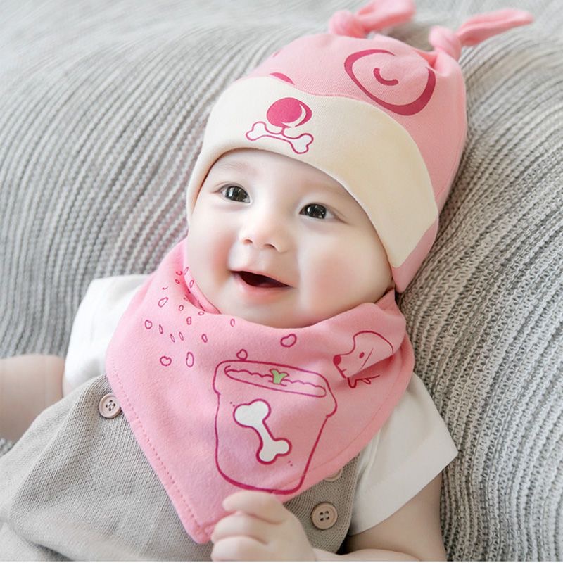 Babyfair. Nón giữ ấm cho bé trùm tai bằng bông mùa xuân Mũ len thu 3‑6 tháng trai gái