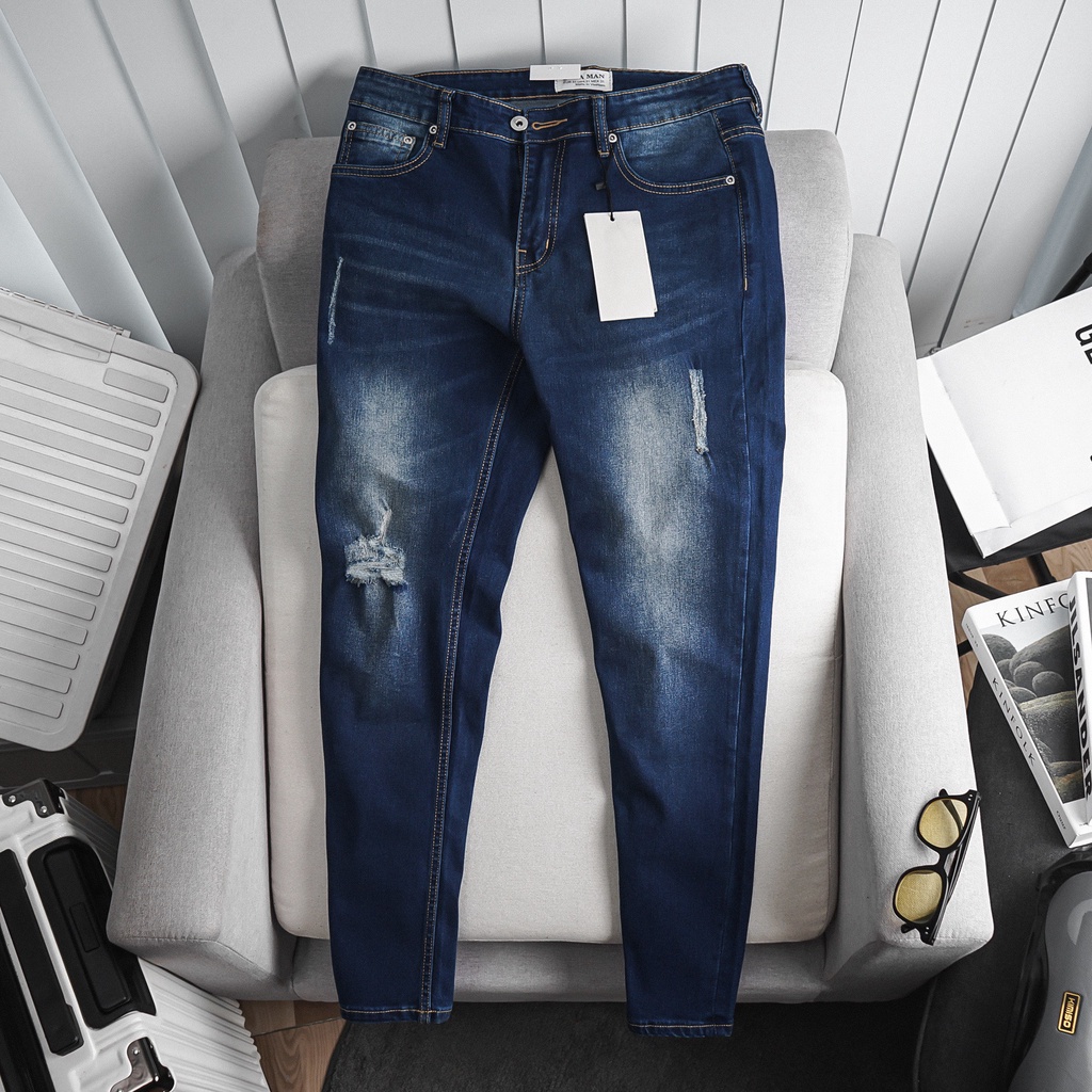 Quần Jean Nam slimfit thêu gối màu sang trọng jean co giãn xuất khẩu cao cấp