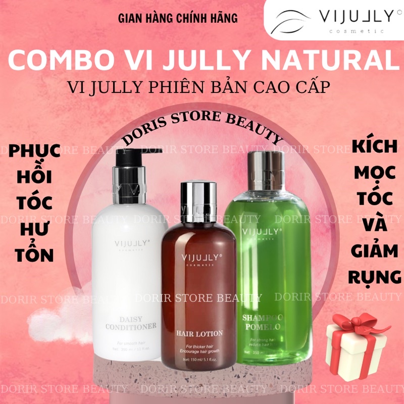 Combo VIJULLY Bộ Dầu Gội Bưởi,Tinh Dầu Bưởi,Dầu Xả Vijully Giảm Rụng Dài Tóc, Phục Hồi Hư Tổn