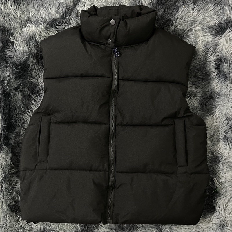 Áo Puffer Gile Form Rộng Dây Rút Tăng Chỉnh, Áo Phao Gile Cộc Tay Chần Bông Dành Cho Nam Và Nữ