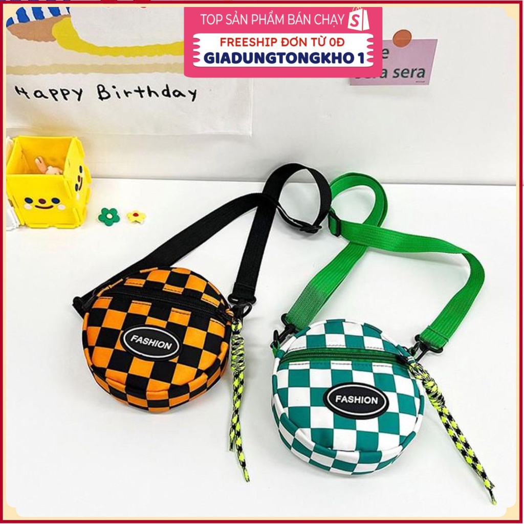 PVN55430 Túi Đeo Chéo Mini Hình Tròn Họa Tiết Kẻ Sọc Dành Cho Bé Trai Và Bé Gái Giá Rẻ