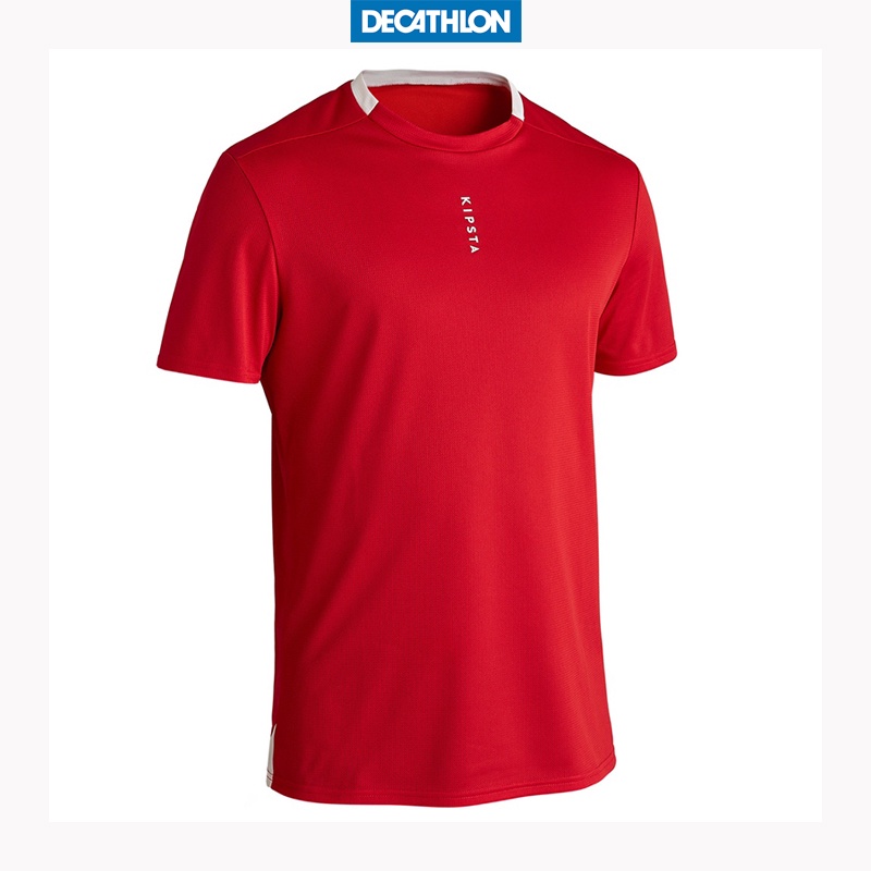 Áo thun đá bóng thiết kế sinh thái f100 cho người lớn màu đỏ DECATHLON kipsta mã 8406670
