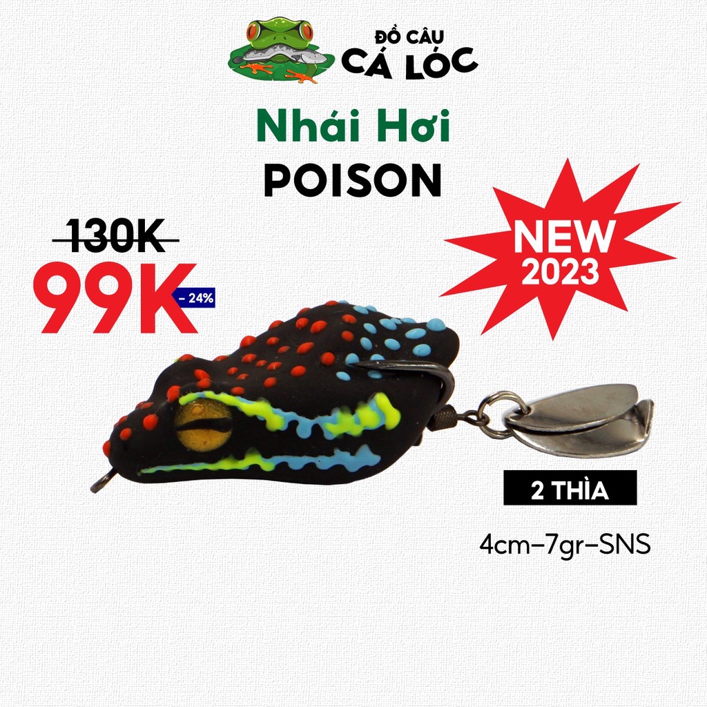 NHÁI HƠI POISON FROG RGB/ 4cm - 7g - action nổi - mồi giả Thái Lan câu lure cá lóc giá rẻ siêu nhạy