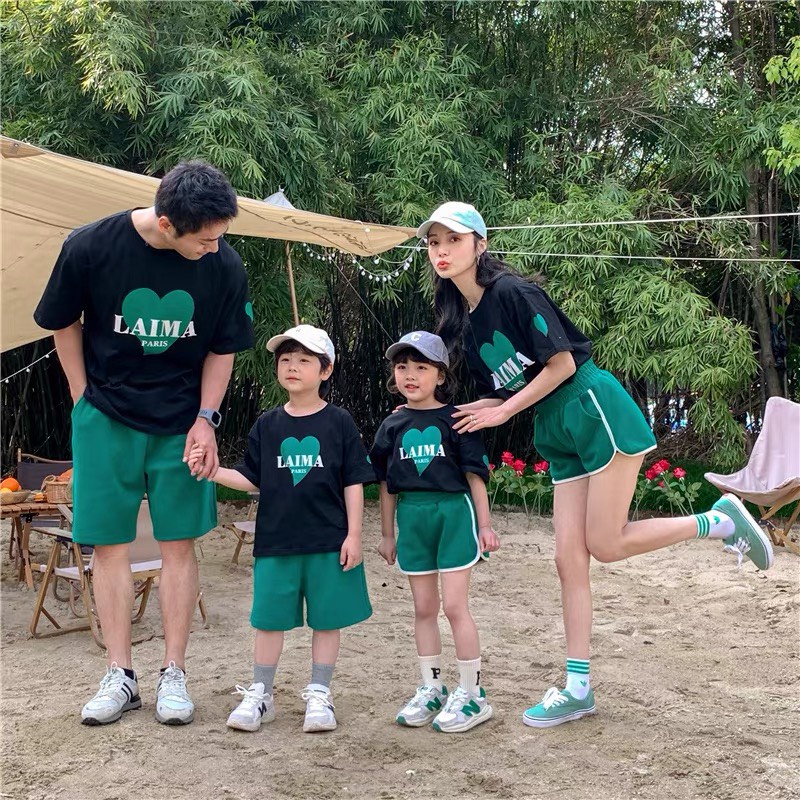 Bộ quần áo thun hè "LAIMA" 14-55kg cho mẹ, bé. Thiết kế thể thao, năng động. Thoáng mát. G61