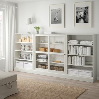 BODO, COMBO 2 Kệ sách kèm kệ kệ để đồ cửa kính SHE_077, 283x37x136cm, kệ gỗ Scandi Home