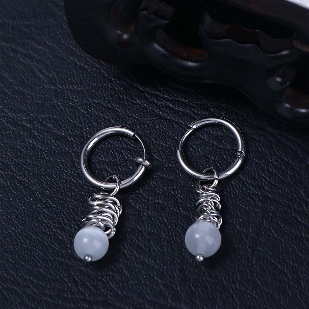 Bông Tai Dạng Hạt Trắng Phong Cách Trung Hoa Cổ Điển Mới Cho Nam