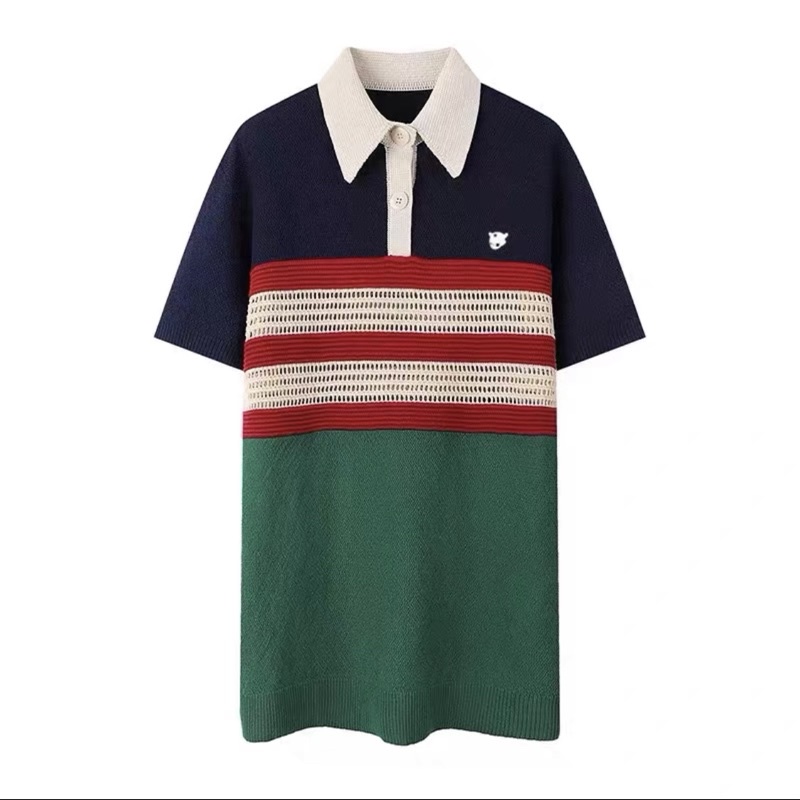 [Có sẵn] Đầm thun len xuông cổ polo