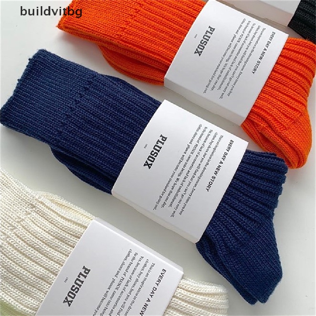 Vớ Cotton Dày Màu Sắc Trơn Vui Nhộn Phong Cách Thể Thao Đường Phố Cho Nam