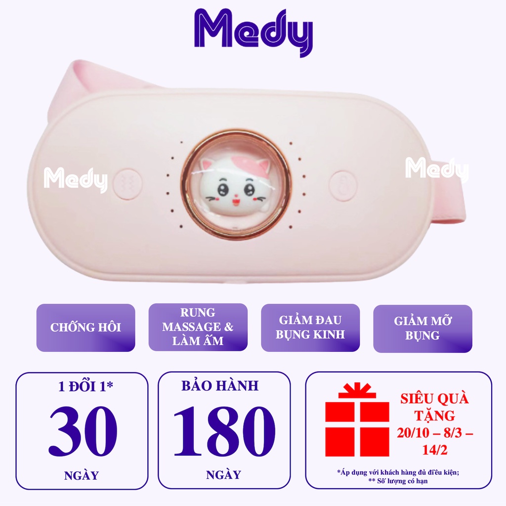 Đai massage ấm giữ nhiệt giảm mỡ bụng giảm cân máy chườm nóng giảm đau bụng kinh sạc pin