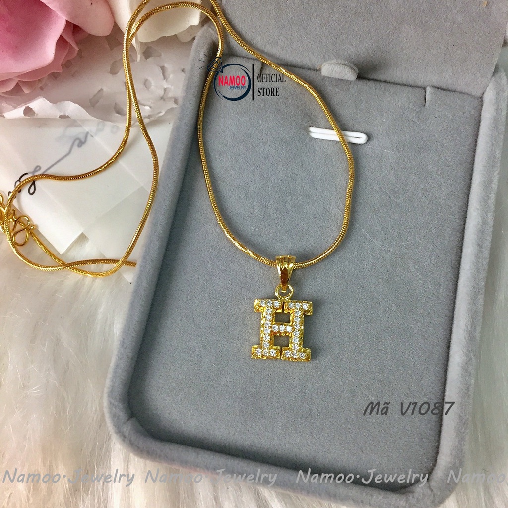 Dây Chuyền V1087 Mang Phong Cách Thời Trang Trẻ Trung Cá Tính , Mặt Đính Đá Tinh Xảo Namoo Jewelry