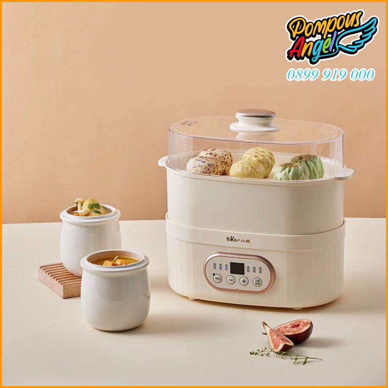 Nồi nấu chậm hầm cháo chưng yến cho bé BEAR DDZ-C10V1 dung tích 1L màu trắng kem