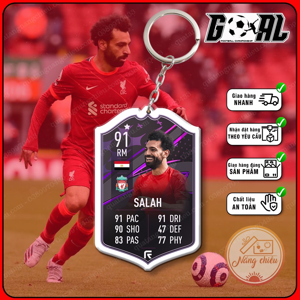 Móc khóa cầu thủ Mohamed Salah-phụ kiện treo balo-thẻ bóng đá cao cấp yêu thích nhất 2023-CLB Liverpool[4349-4358]