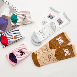 Vớ Cotton Cổ Cao In Hình Mèo Phong Cách Nhật Bản Thời Trang Cho Nữ