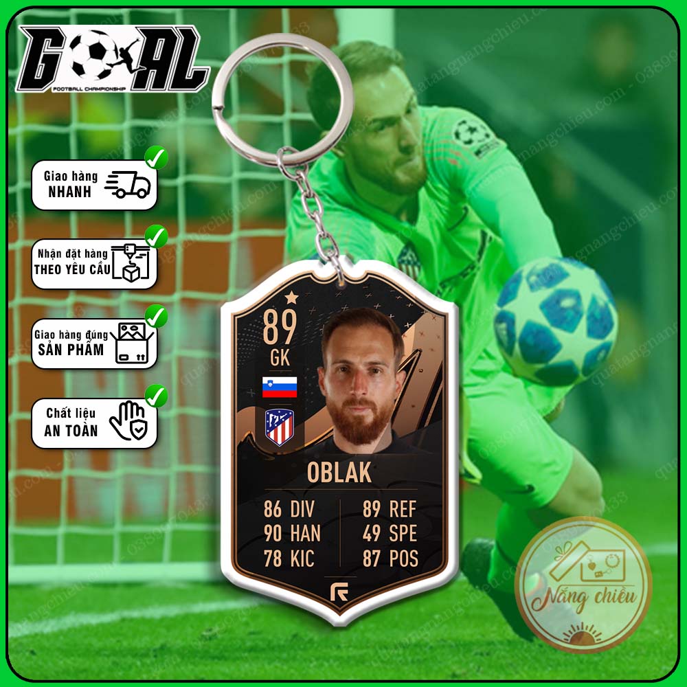 Móc khóa thủ môn Jan Oblak mới nhất 2023-phụ kiện treo balo túi xách đẹp ấn tượng-CLB Atlético Madrid [5637-5648]