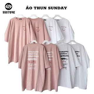 Áo thun cổ tròn cotton 100% SUNDAY form rộng nam nữ nhiều màu-SSSTore