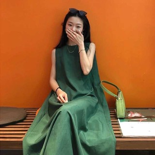 Váy Đầm Nữ Dài Chữ A Màu Xanh Đậm Không Tay Diamondcloset Order