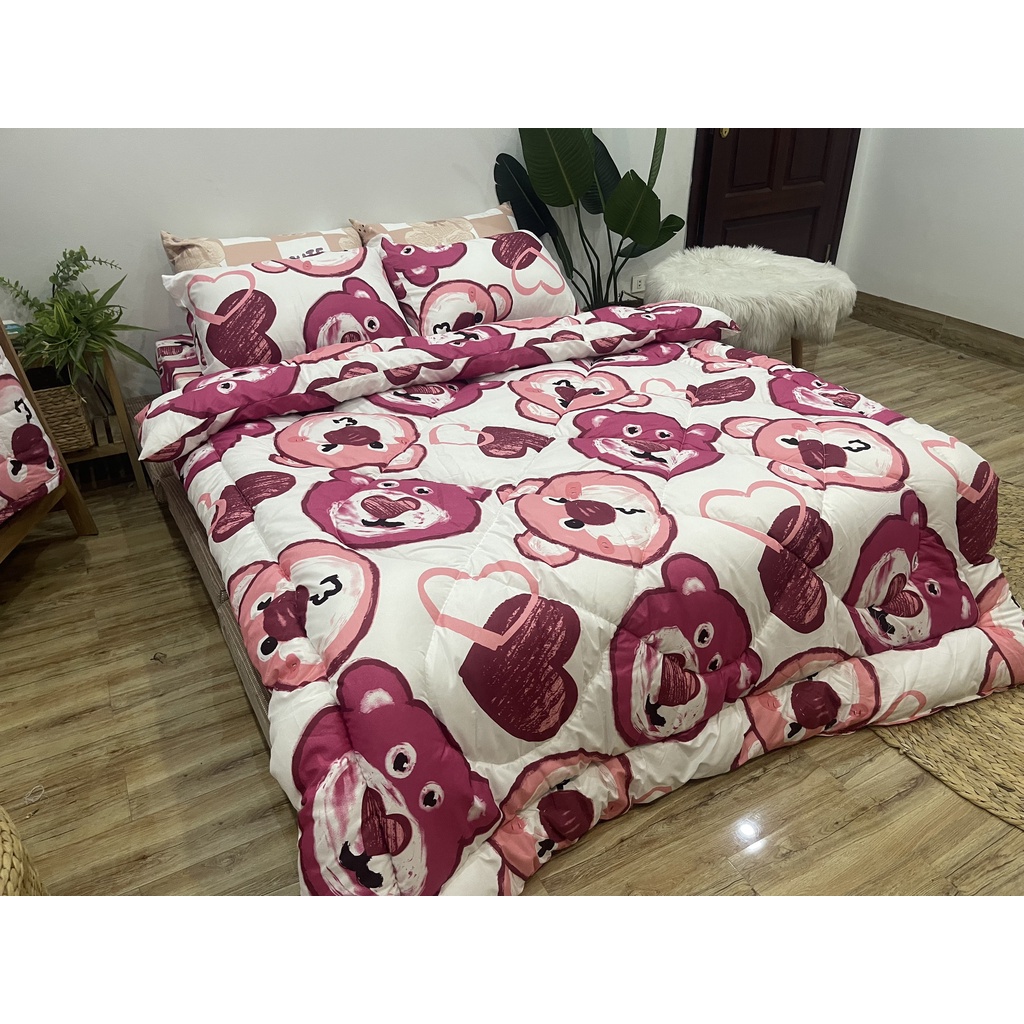 Sét chăn phao ga gối  poly 5 món trần bông dày dặn đủ kích thước nhiều mẫu