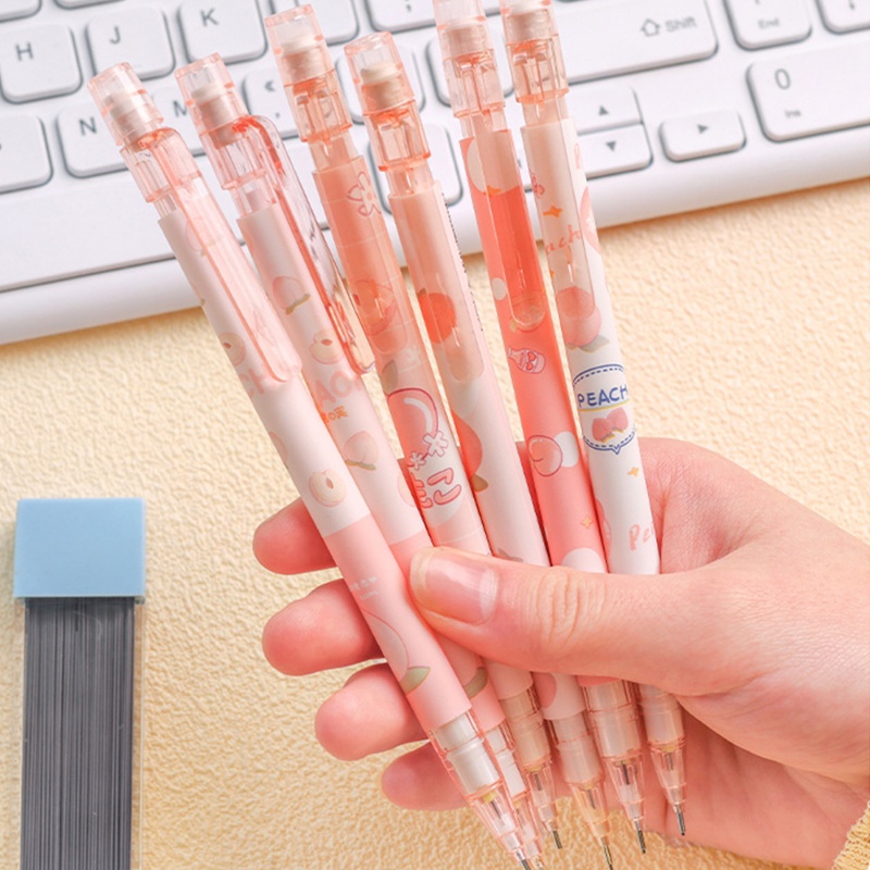 Bút Chì Bấm Thay Thế Ngòi 0.5MM In Hình Quả Đào Dễ Thương