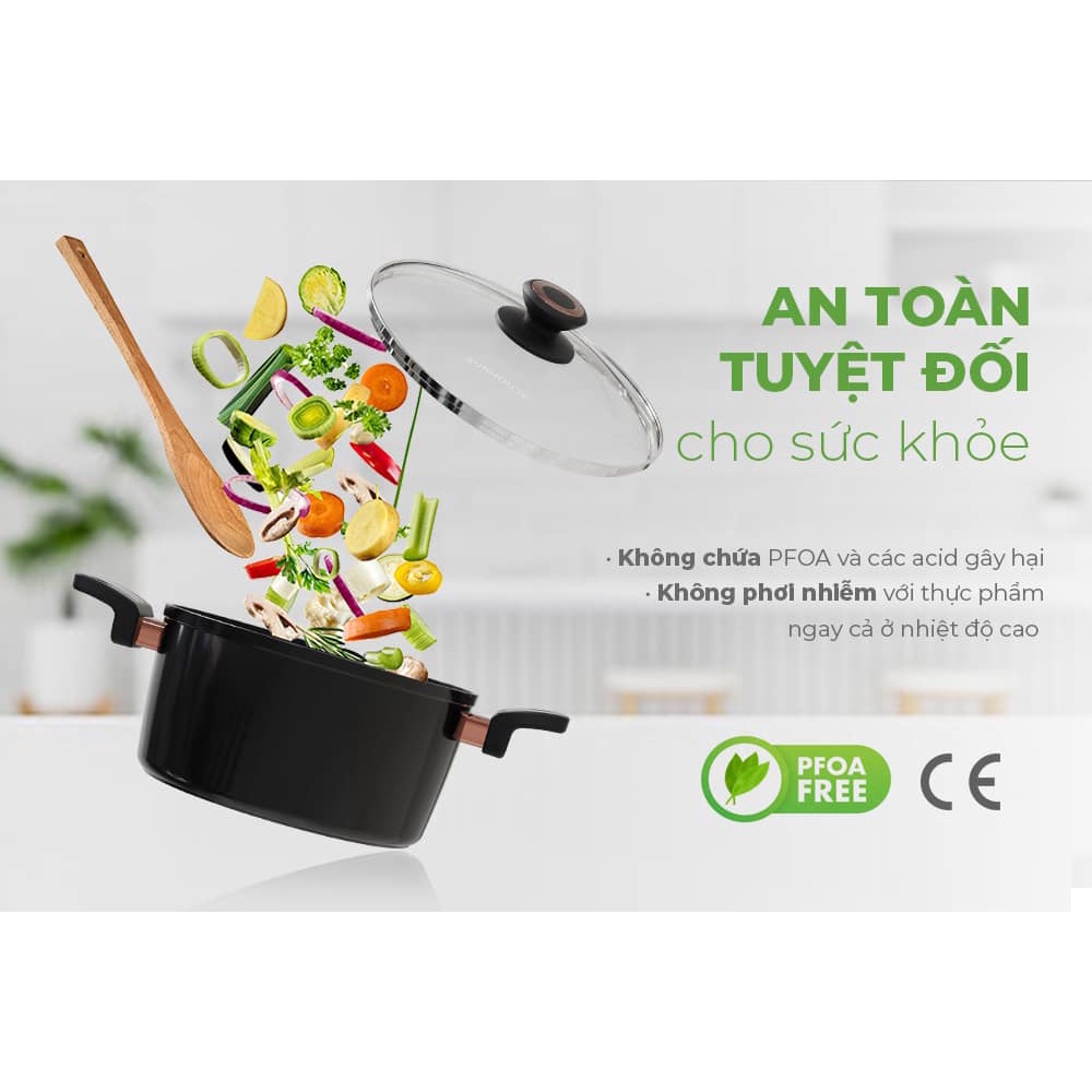 Nồi chống dính Ultra Titanium Sunhouse size 18, 20, 24 cm. Sản phẩm chính hãng Sunhouse, bảo hành chính hãng