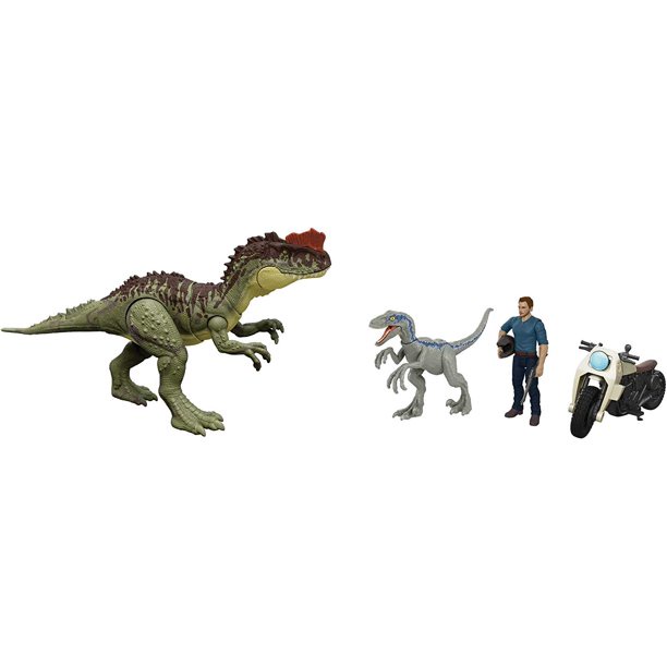 Mô hình khủng long Jurassic World: Dominion 3 Toy Bundle: Yangchuanosaurus, Owen & Blue Velociraptor hãng Mattel