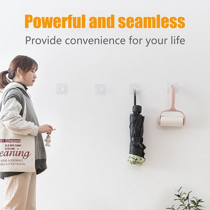 Set 20 Móc Treo Đồ Dán Tường Trong Suốt Chịu Tải Nặng Có Giác Hút Cho Nhà Bếp Nhà Tắm