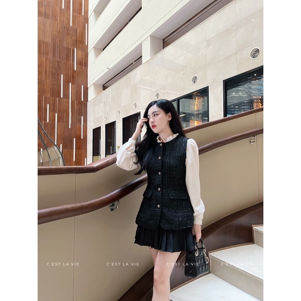 Gile tweed đen nhũ C'est la vie