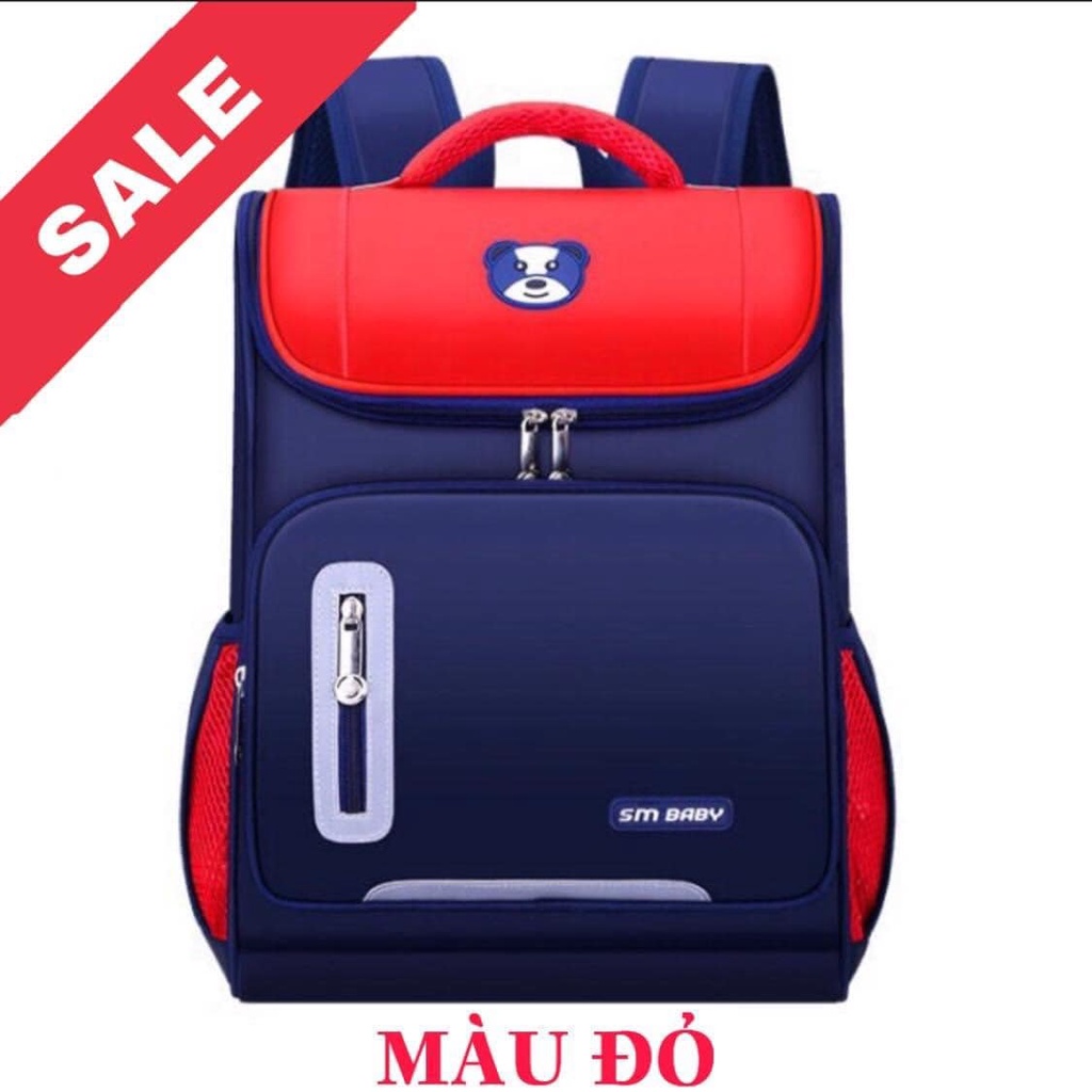 Balo đi học, balo gấu chống gù cho học sinh cấp 1, form hình hộp màu tươi nét