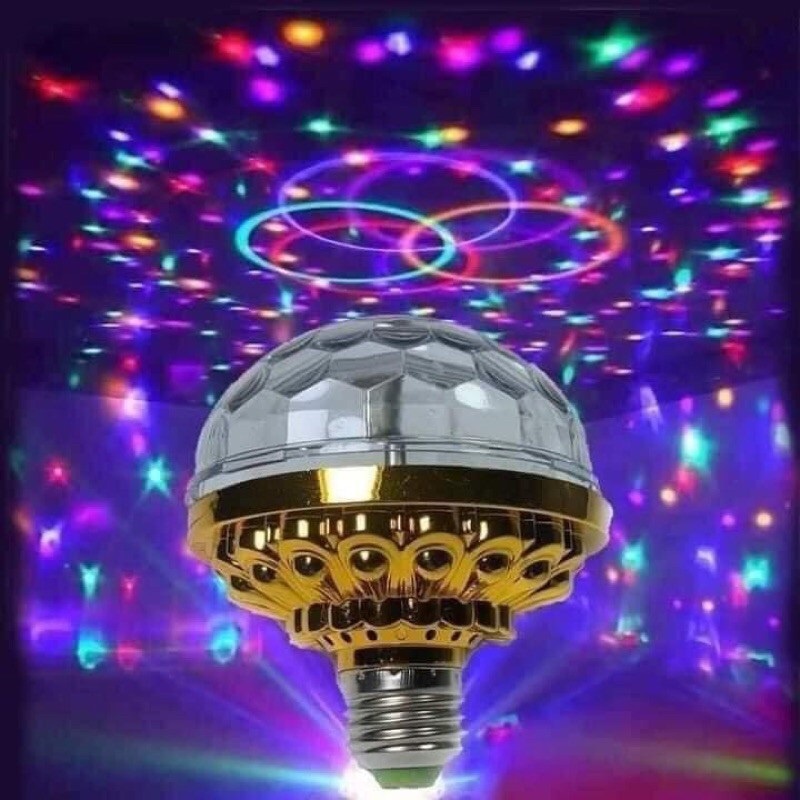 Đèn LED pha lê chớp 7 màu đui E27 tiện dụng - Đèn karaoke, Đèn sân khấu - Đèn Led dạng tròn (đế vàng)