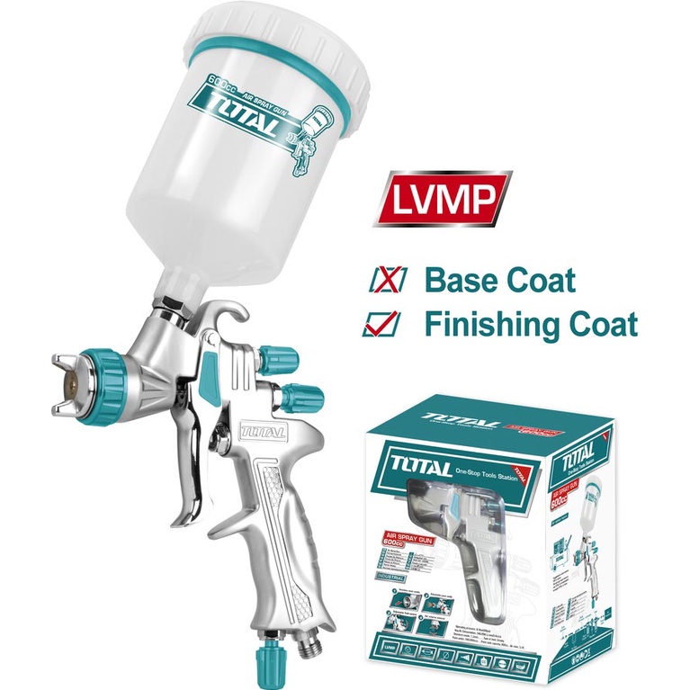 Súng phun sơn 600cc TOTAL TAT10605 chuyên phun sơn xe sơn nền bóng Đầu phun tiêu chuẩn 1.3mm