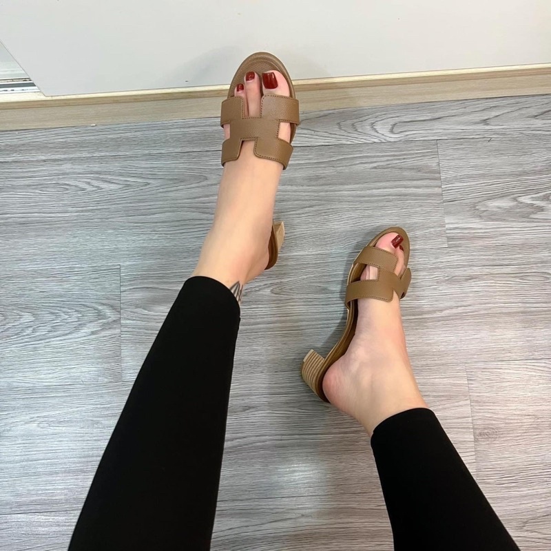 Dép cao gót hm đế vuông dập gỗ cao 5cm 5 màu siêu hot
