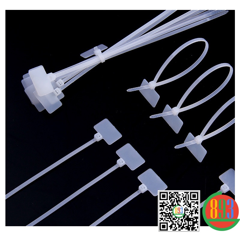 Set 10 Dây rút - Dây thít có Bảng ghi chú bằng nhựa nylon tự khóa nhiều kích thước giúp bó gọn dây mạng dây điện