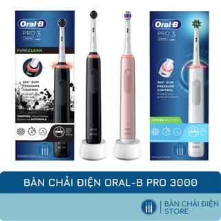 Bàn chải đánh răng điện oral-b pro 3000 - made in germany, 3d action, 3 chế độ chải, cảm biến áp lực, pin 14 ngày