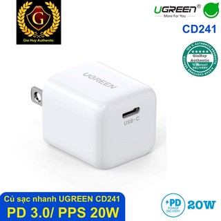 Củ sạc nhanh ugreen cd241 pd/pps 20w mini pd fast charger