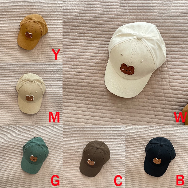 Mũ Lưỡi Trai Vải Hình Gấu Trung Tính Phiên Bản Hàn Quốc Cho Trẻ Em