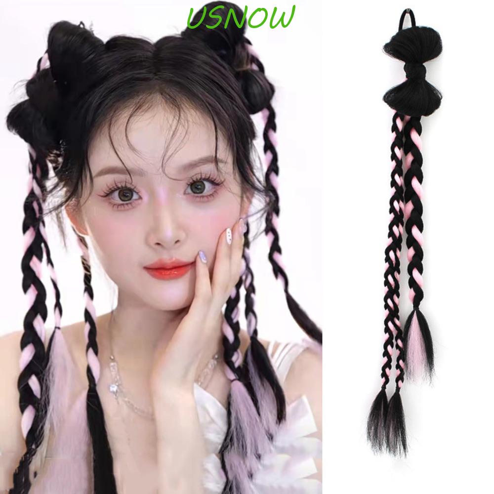 Dây Buộc Tóc Bện Bằng Cao Su Co Giãn Màu Đen Thời Trang Dành Cho Nữ Tập Boxing