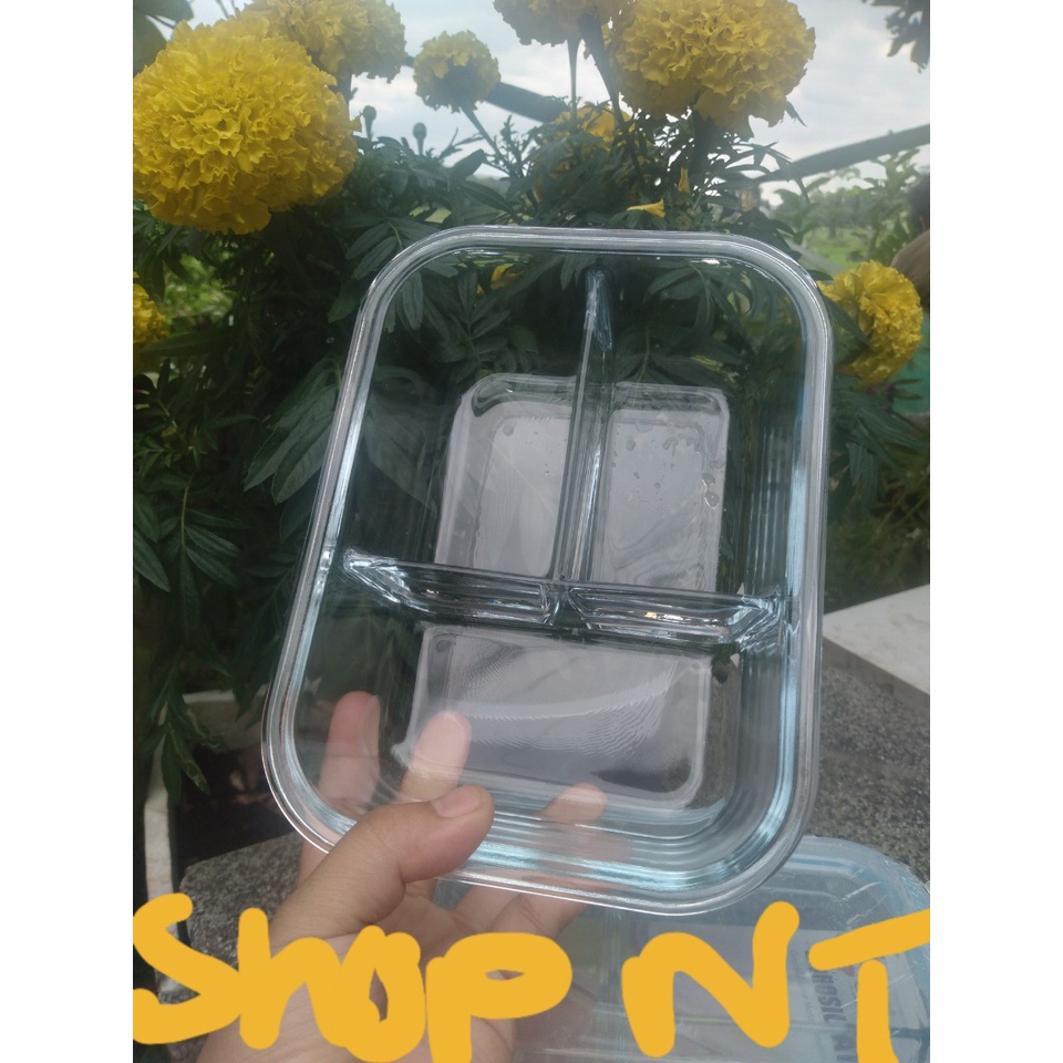 HỘP ĐỰNG CƠM THỦY TINH CHIA 3 NGĂN.