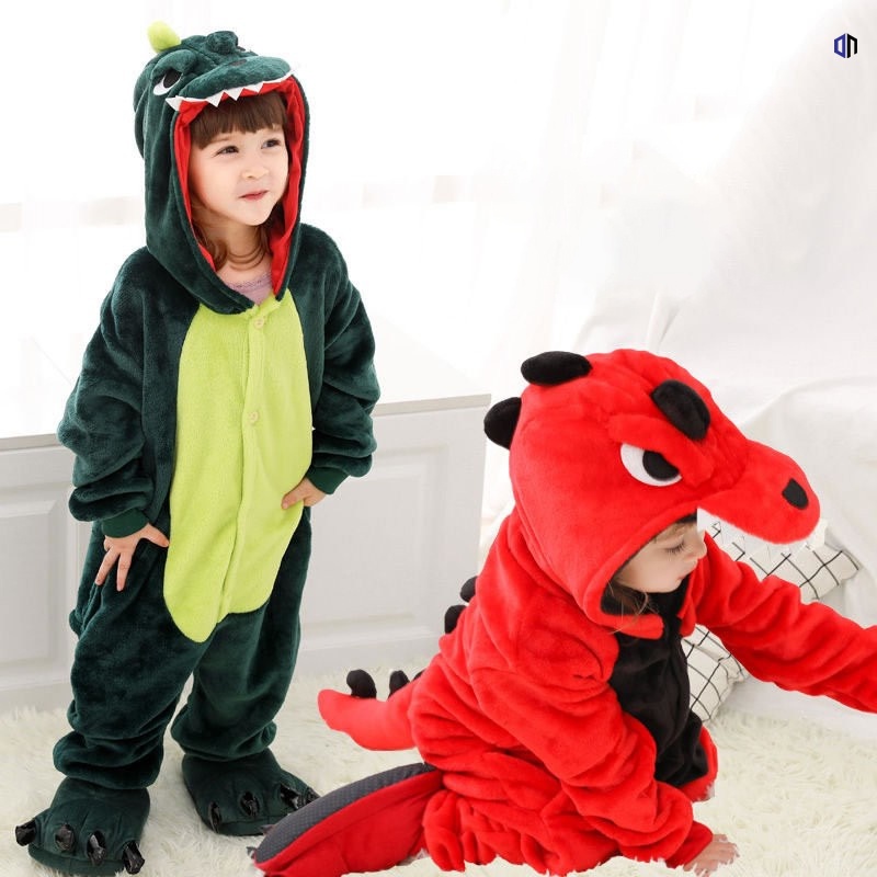 CATIMINI Bộ Đồ Ngủ Một Mảnh Bằng Vải flannel In Hoạt Hình Khủng Long Dễ Thương Thời Trang Thu Đông Cho Bé Trai Và Gái