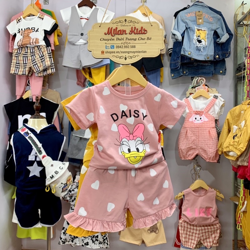 Sét Đồ Bé Gái.Đồ Bộ In Hình Vịt DONAL Chất Liệu Cotton 100%,Cho Bé Từ 1-6 Tuổi