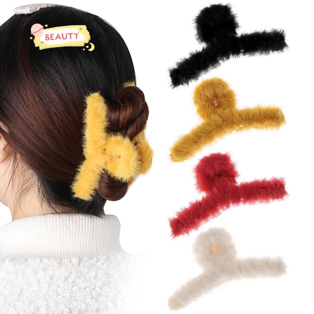 Kẹp Tóc Càng Cua Đính Lông Giả Trang Điểm Tạo Kiểu Tóc Thời Trang Hàn Quốc