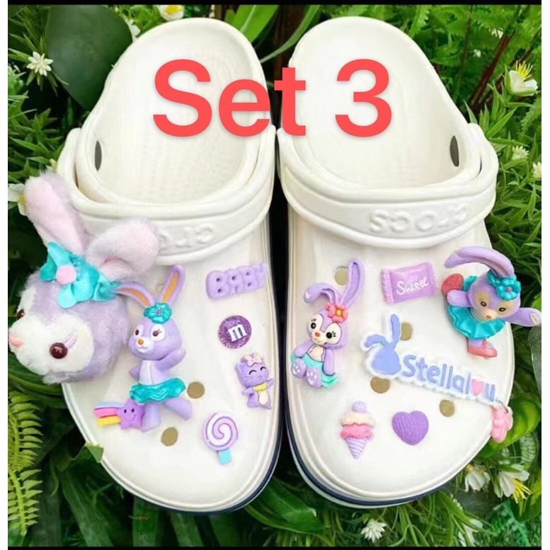 Sticker, charm, jibit gắn dép cross như ảnh