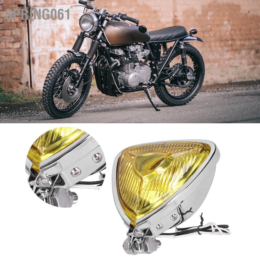 Ống kính màu vàng hình tam giác đèn pha xe máy 12V 55W M10 Cho Xe Mô Tô 【Spring061】