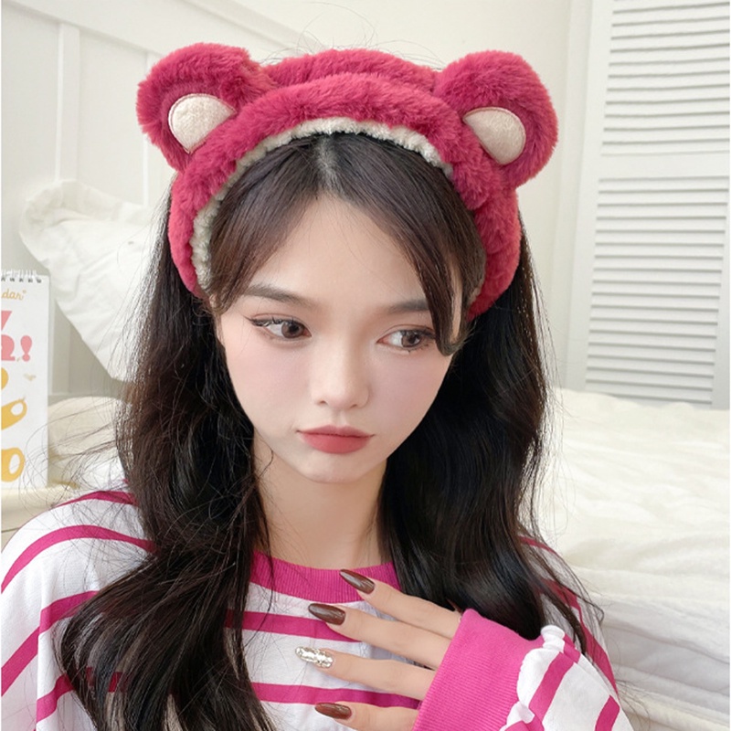 Băng Đô Cài Tóc Hình Gấu / Dâu Tây Dễ Thương Thời Trang Thu Đông Cho Nữ