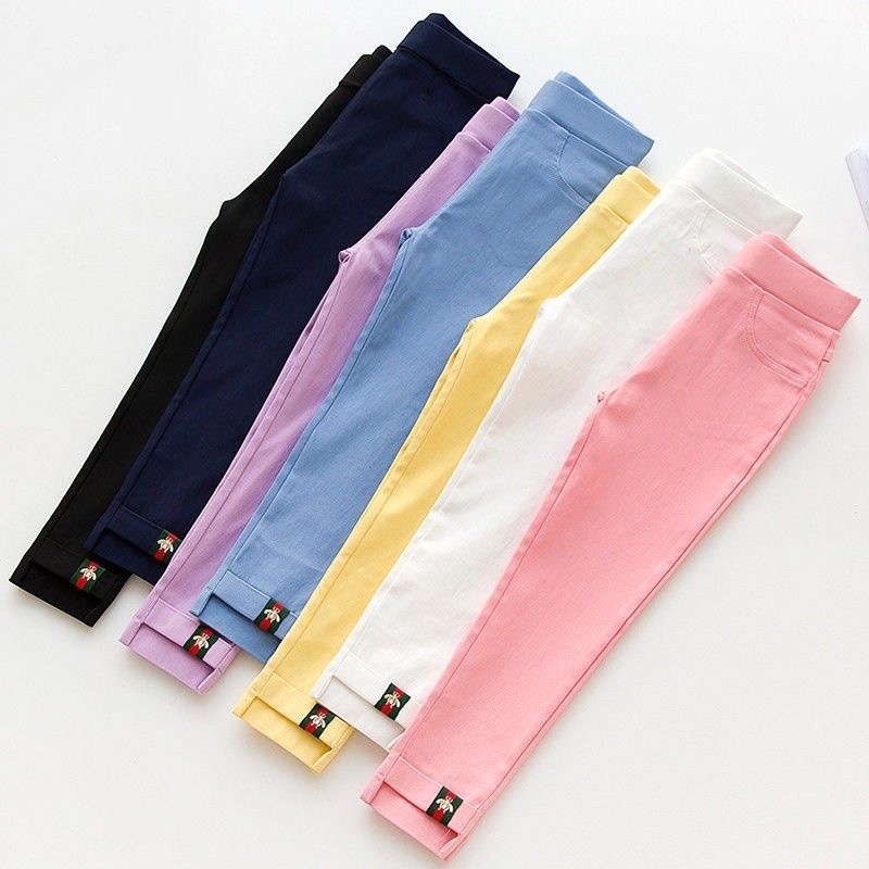 Quần Legging cotton Dáng Bút Chì Màu Kẹo Thời Trang Hàn Quốc Cho Bé Gái 3-10 Tuổi